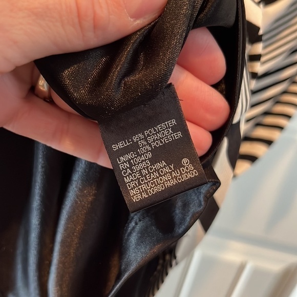 BLACK and white striped dress gathered slimming ruched flattering size 16 - Picture 11 of 12